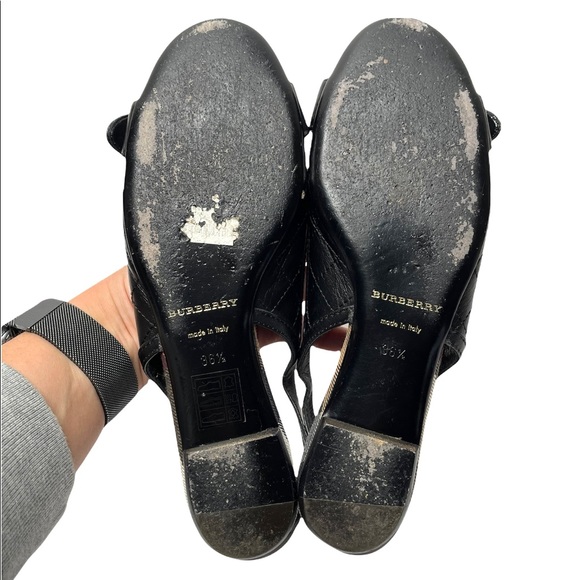 Burberry | Round Toe Slingback Buckle Flats Black 36.5 - Picture 8 of 10